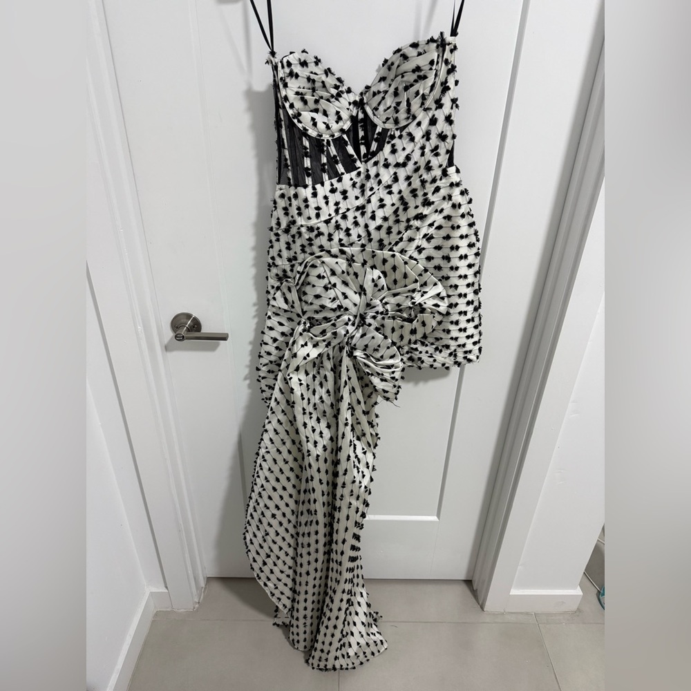 Eliya The Label Georgette Strapless Corset Mini Dress Black White Size M NWT - Picture 6 of 12